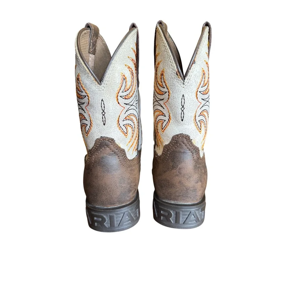 Ariat Kids Sport Western Boot Square Toe Distressed Brown 10038444 Size 12